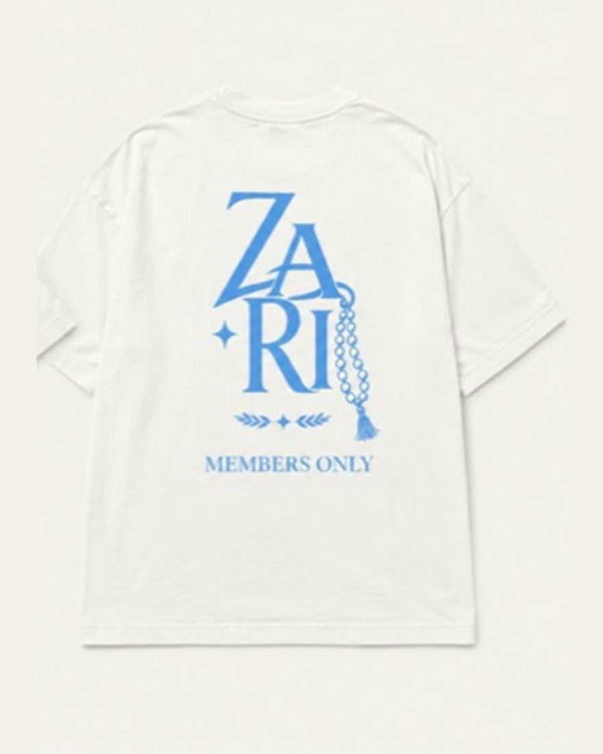 Members Tee, stacked Zari back print.